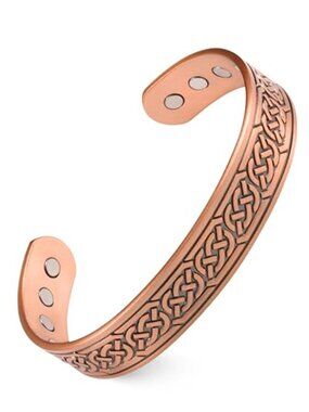 Mens Copper Magnetic Bracelet Solid Copper Adjustable Box Chain Cuff Bangle